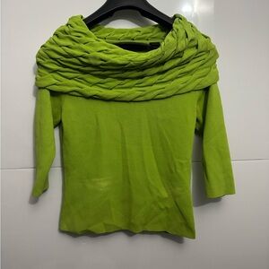 Dana Buchman Lime Green Cowl Neck Sweater
